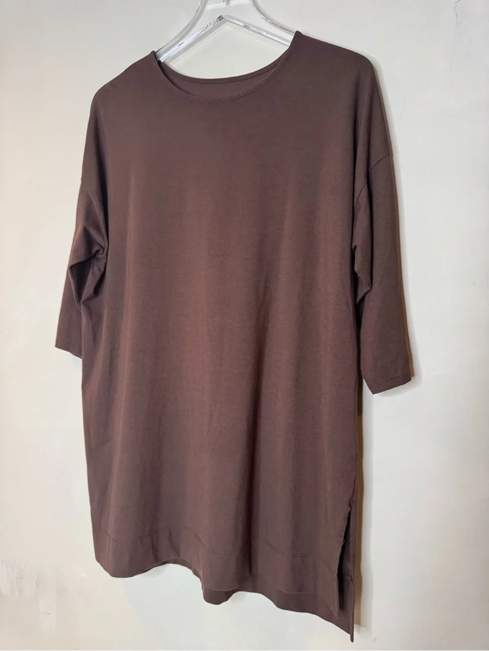 J.Jill Luxe Supima Ballet-Sleeve Tunic Brown Petite Large